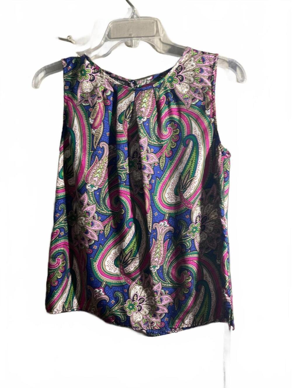 Talbots Vibrant Silk Paisley Tank Top - Size 10/12